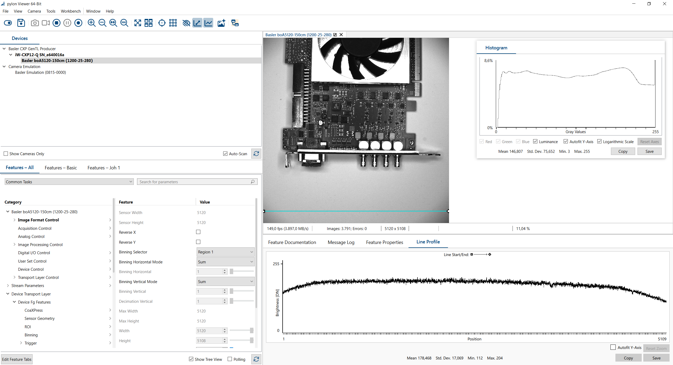 pylon Viewer: Image Acquisition