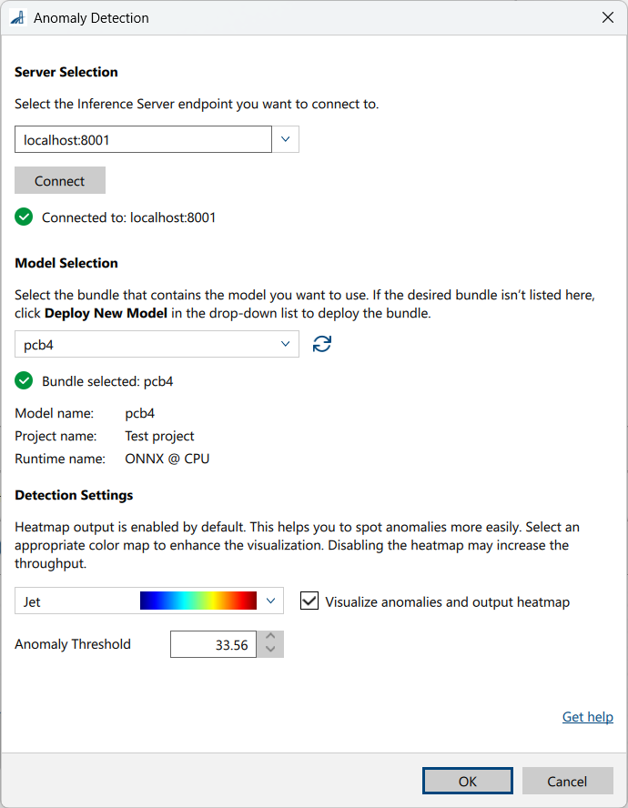 Anomaly Detection vTool Settings