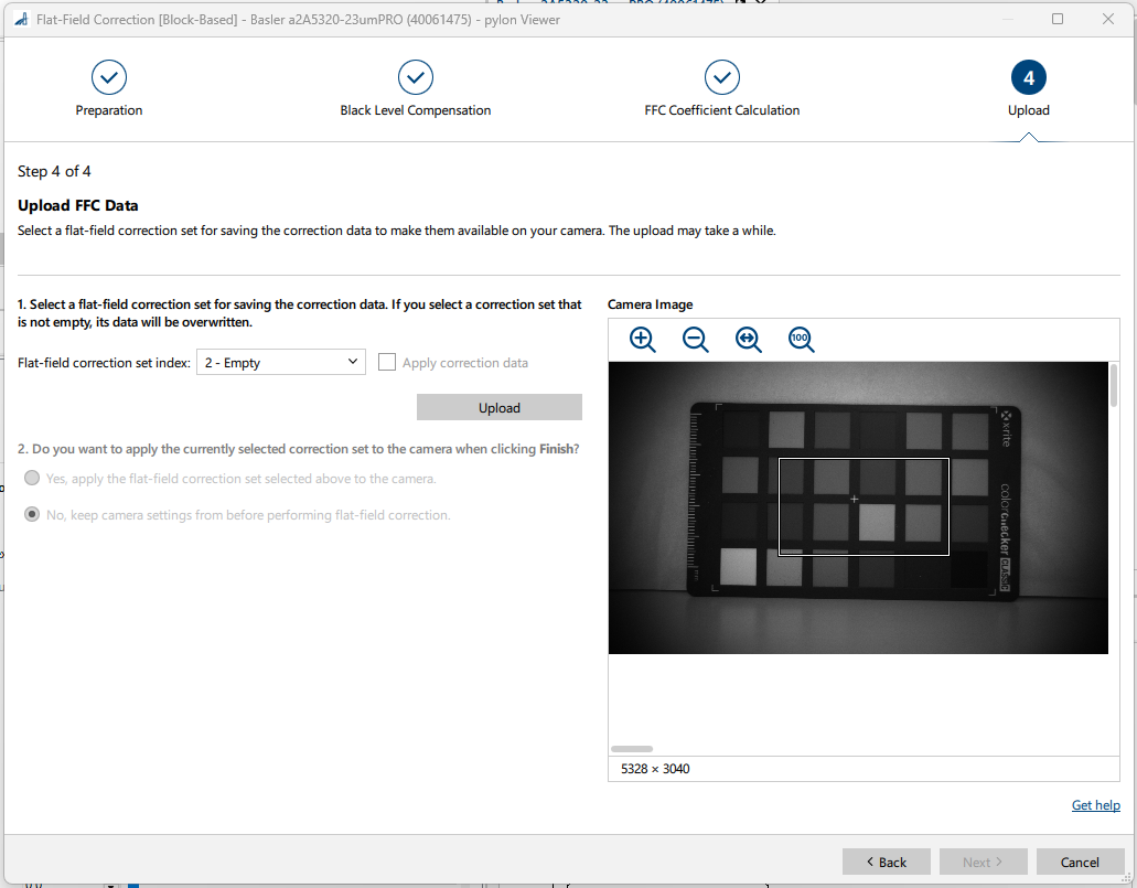 Block-Based Flat-Field Correction Wizardのステップ 4