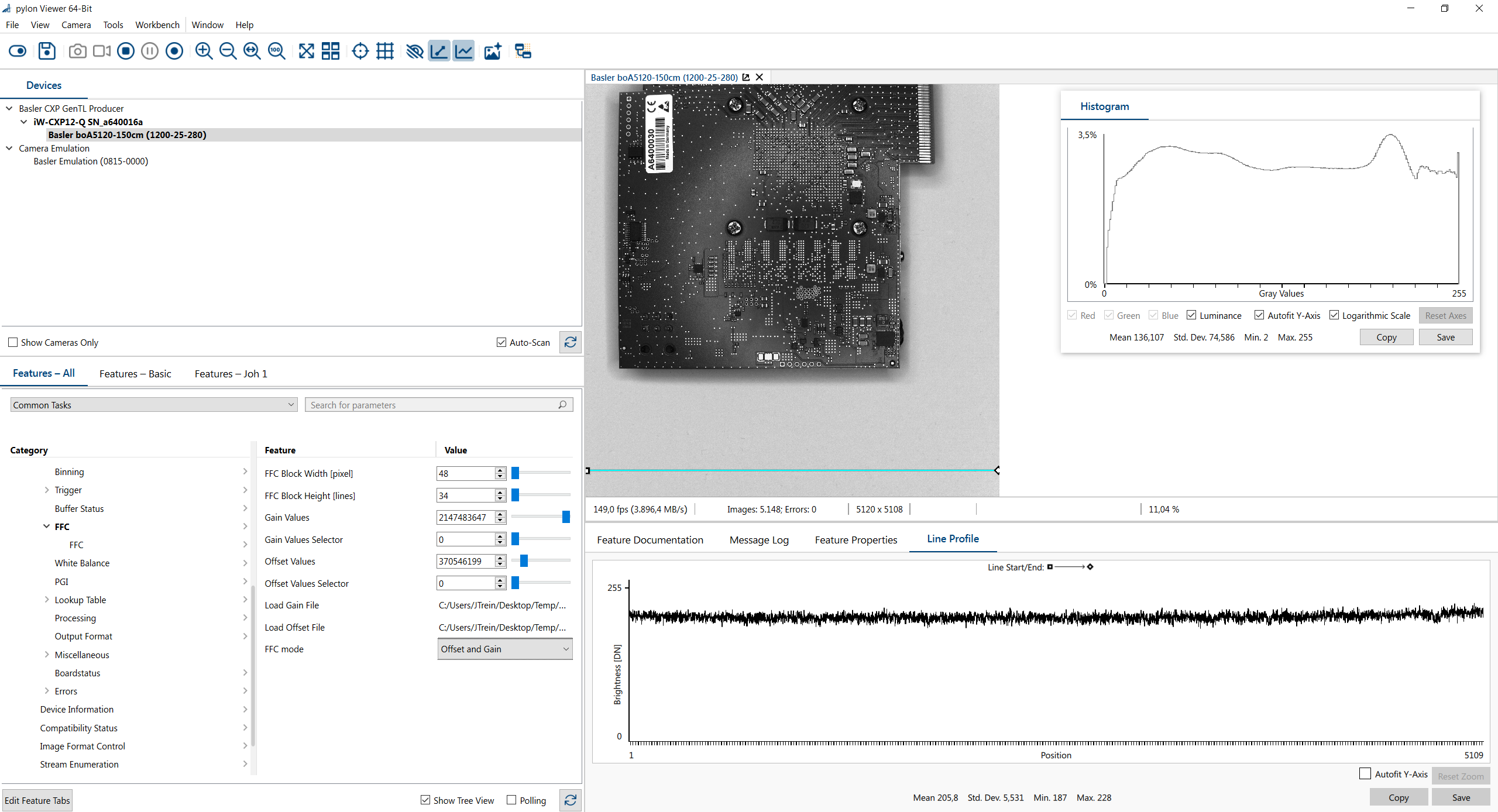 pylon Viewer: Result of FFC