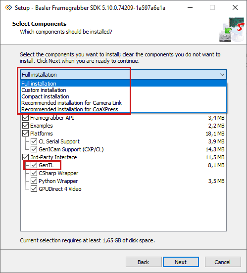 Installing Framegrabber SDK with GenTL