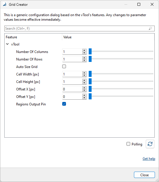 Grid Creator vTool Settings