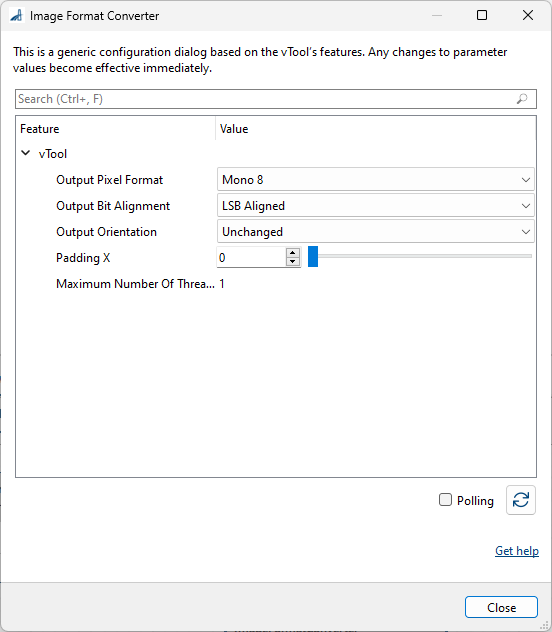 Image Format Converter vTool Settings