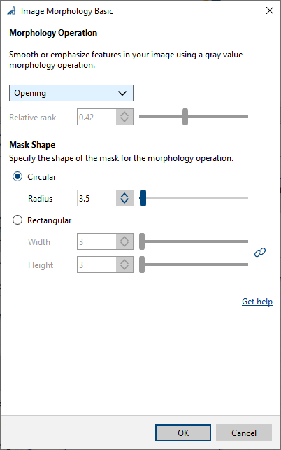 Image Morphology Basic vToolの設定