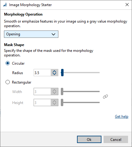 Image Morphology Starter vToolの設定