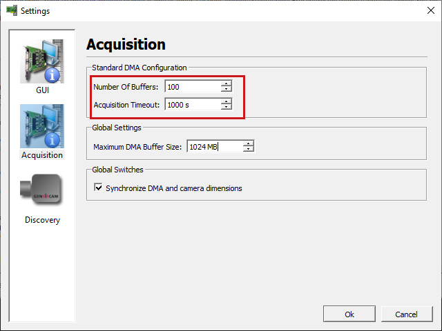 Configuring Acquisition Settings in microDisplay X