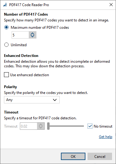 PDF417 Code Reader Pro vTool設定