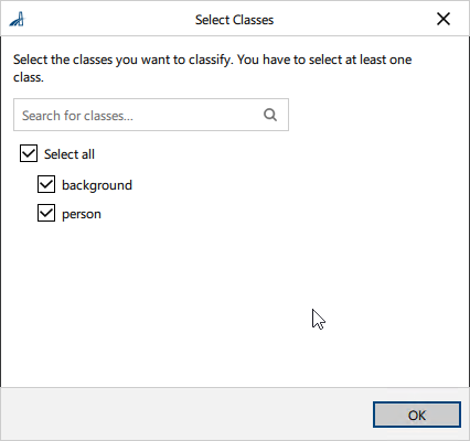 Select Classes Dialog