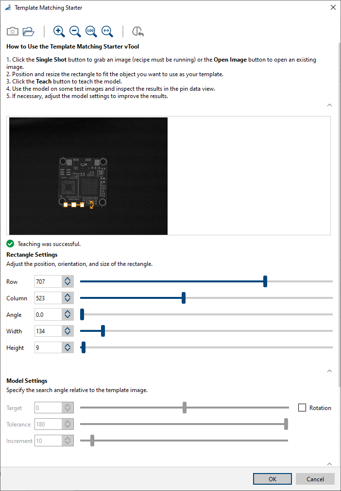 Template Matching Starter vToolの設定