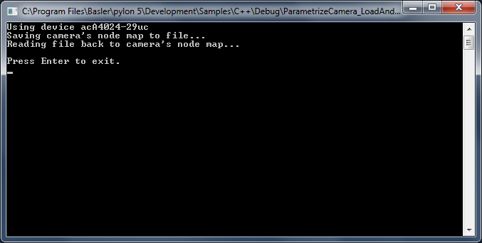 ParametrizeCamera_LoadAndSave Sample Code