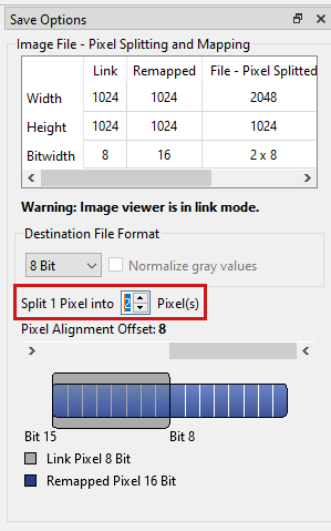 Setting the Splitting Factor in the Save Options Dialog