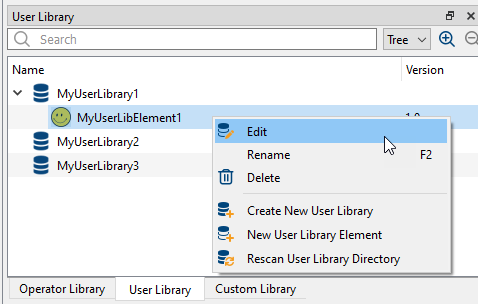 Opening the User Library Editor