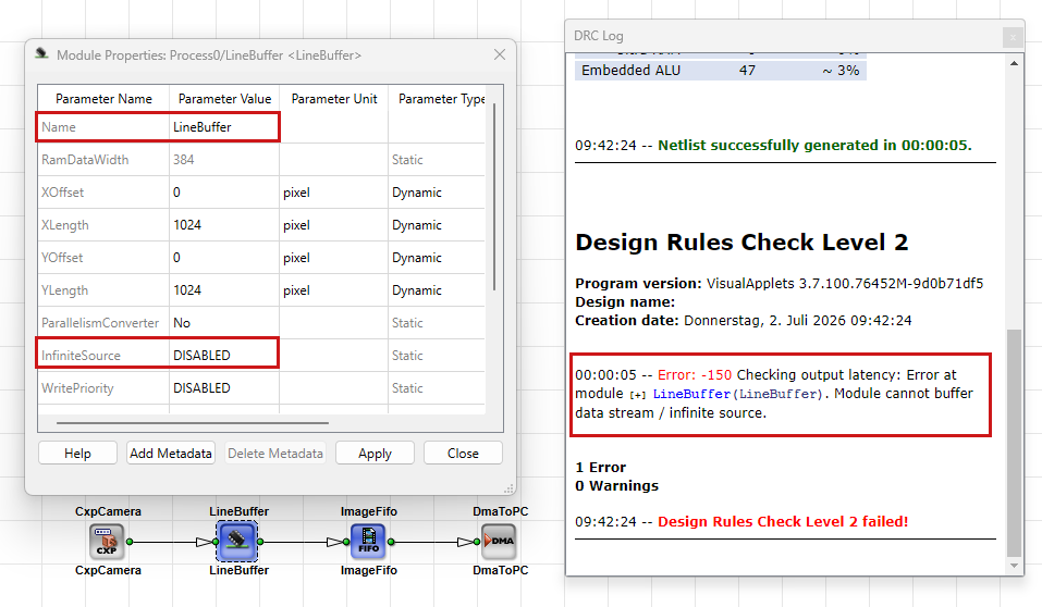 LineBuffer Operator with InfiniteSource Set to DISABLED LineBuffer Operator with InfiniteSource Set to DISABLED
