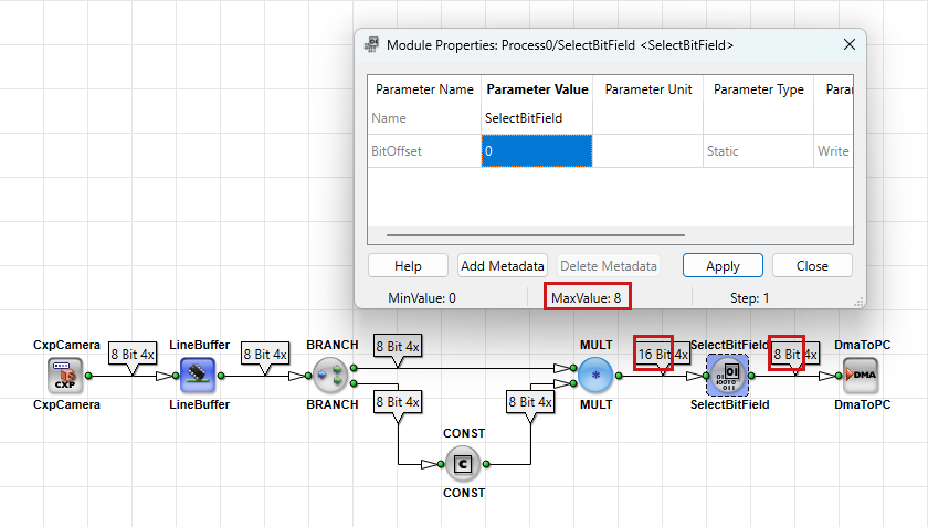 SelectBitField: Dependencies of the Input and Output Link Bit Width and the BitOffset Module Property SelectBitField: Dependencies of the Input and Output Link Bit Width and the BitOffset Module Property